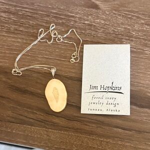 Gold Fossil Ivory Pendant Necklace